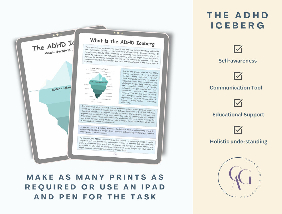 The ADHD Iceberg Worksheet, Attention Deficit Hyperactivity Disorder, Neurodivergent, Neurodiversity