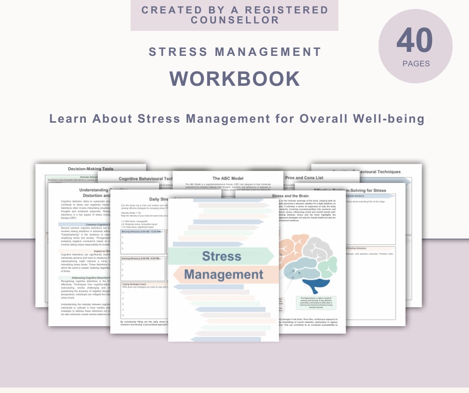 Therapy Worksheets Bundle / Cognitive Behaviour Therapy / therapy worksheets / Anxiety / boundaries / depression / Stress management