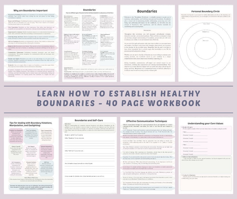 Therapy Worksheets Bundle / Cognitive Behaviour Therapy / therapy worksheets / Anxiety / boundaries / depression / Stress management