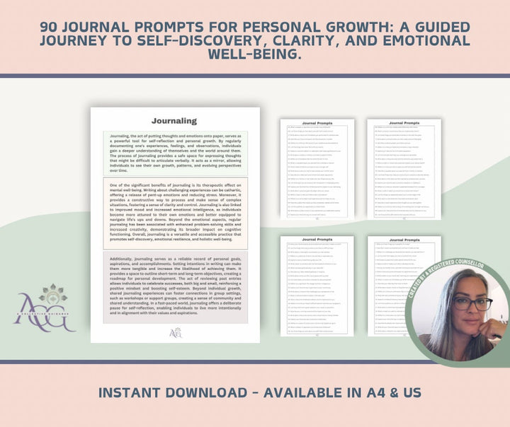 Journal Prompts / printable journal psges / journaling worksheets / mental health / prompted journal / writing prompts