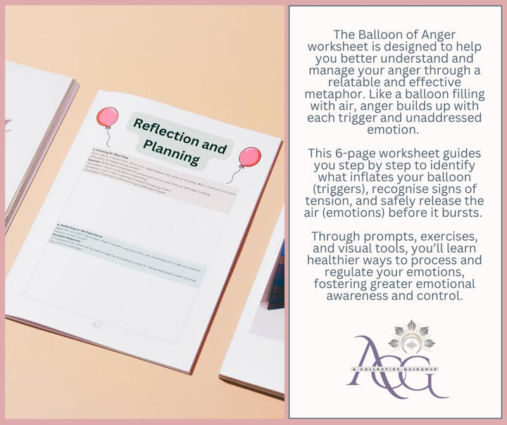 The Anger Balloon Metaphor Worksheet is a counselling resource to help manage anger, identify triggers, and support emotional regulation