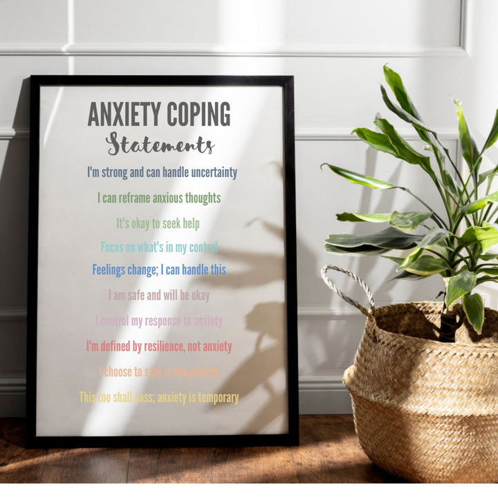 Counselling Anxiety Coping Poster, Counselling Office decor, educational posters